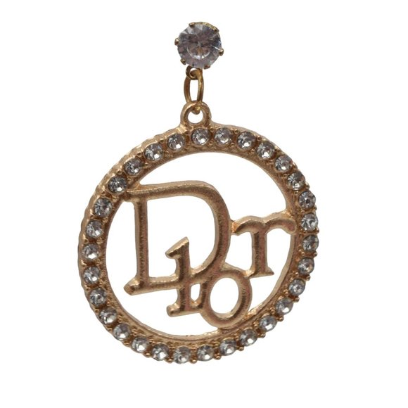 Christian Dior Rhinestone Circle Designer Monogram Earrings - Picture 6 of 7